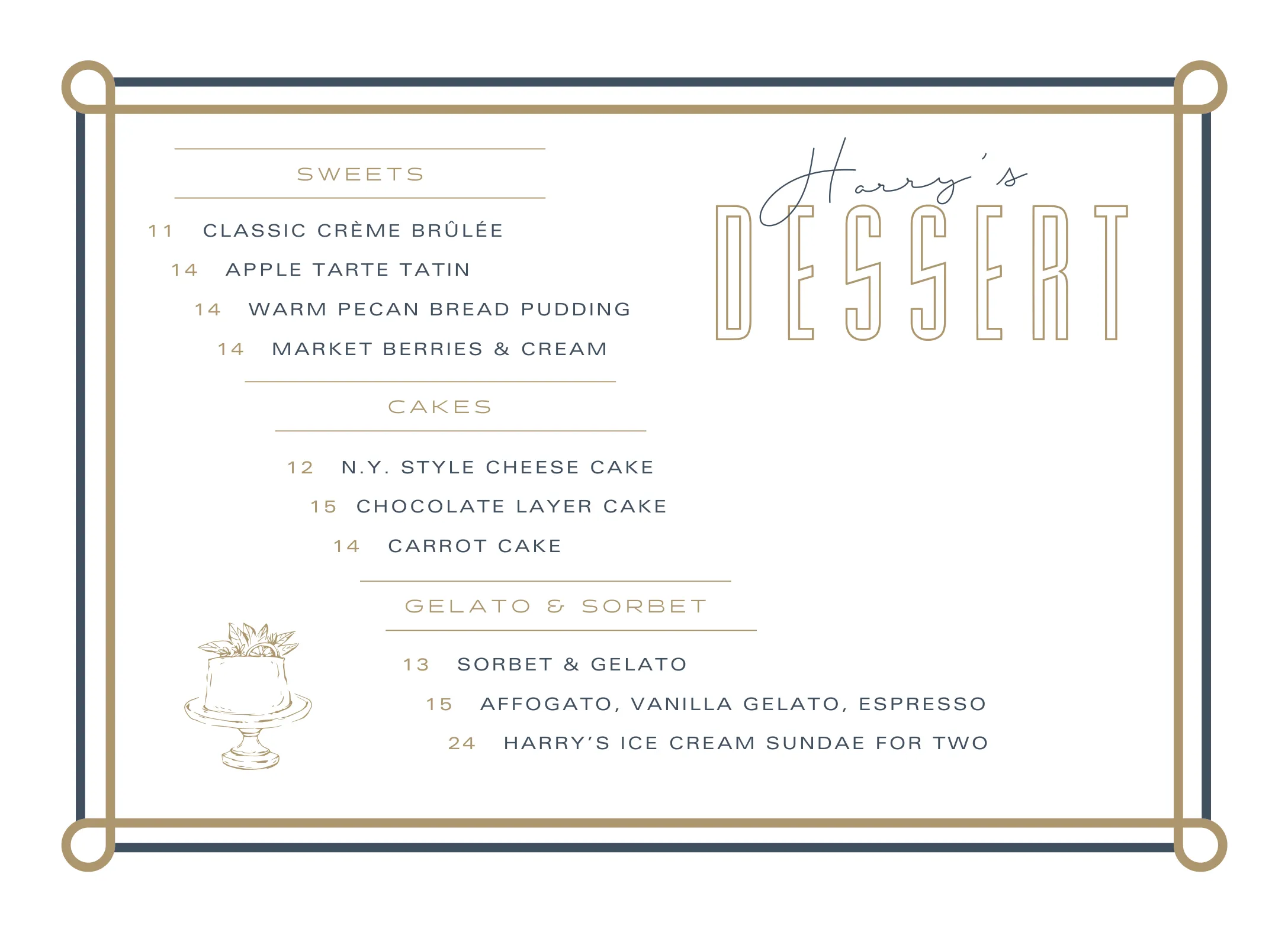 Harry's Bar & Restaurant | New York City Menu